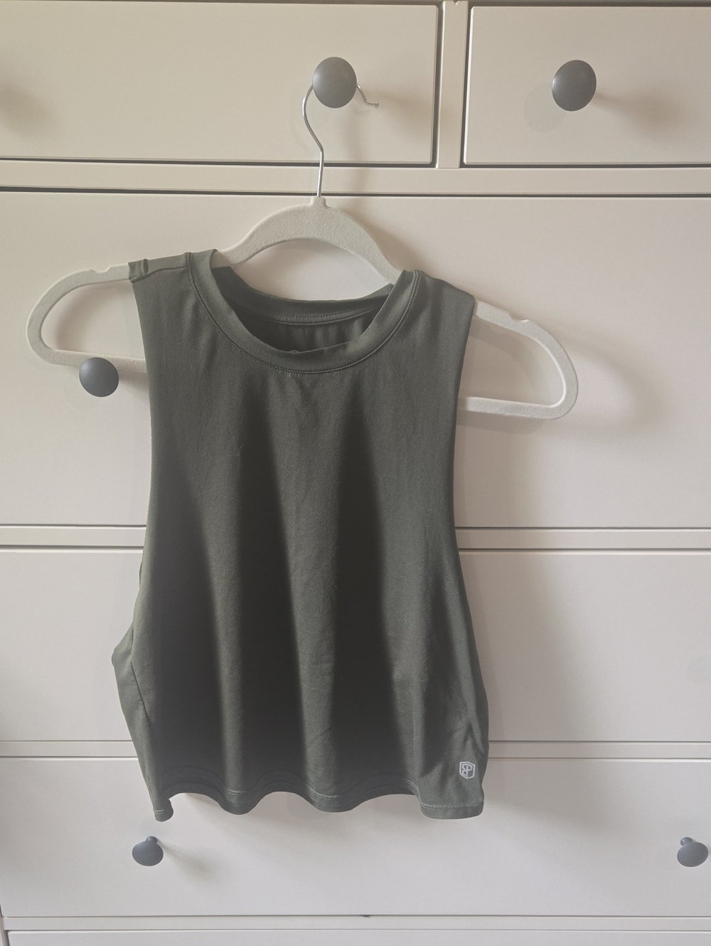 Born Primitive Subtle Flex Muscle Crop Tank- Olive Green